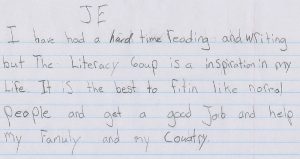 JE own words for The Literacy Group